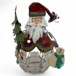 Santa Metal & Resin Tea Light Candle Holder Christmas Holiday Decor